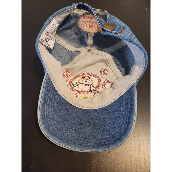 Vintage M&M's Denim Hat Orange M&M World Las Vegas Embroidered Jean Strap Cap - Picture 4 of 5
